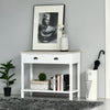Console Table with 2 Storage Drawers and Open Shelf, Vintage Distressed Sofa Table for Hallway, Living Room, or Bedroom, White