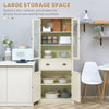 Freestanding Kitchen Pantry, 5-tier Storage Cabinet with Adjustable Shelves and Drawer for Living Room, Dining Room, White