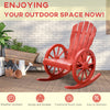 Adirondack Rocking Chair with Slatted Design and Oversize Back for Porch, Poolside, or Garden Lounging, Red
