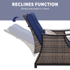 Outdoor Patio Recliner with All Hand-Woven Wicker, Adjustable Lounge Chair w/ Cushions, Rust-Resistant Metal Frame for Patio, Dark Blue