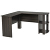 L-Shaped Computer Desk, Laptop Workstation with Return and 2 Storage Shelves for Home Office, Dark Brown