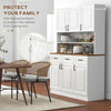 71" Kitchen Pantry, Freestanding Buffet with Hutch, Farmhouse Storage Cabinet, Microwave Cabinet with 3 Drawers, 6 Doors, 2-Tier Countertop and Adjustable Shelves, White