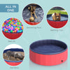 Foldable PVC Dog Pool 12" x 47" Collapsible Pet Swimming Bathing Tub Home Outdoor Foldable Plastic Dog Pool, Red and Blue