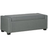 Nailhead Trim Upholstered Flip Top Storage Bench, Fabric Ottoman for Bedroom, or Living room, Light Grey