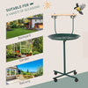 49" Rolling Bird Play Stand With Wheels Durable Stainless Steel T-Stand Bird Training Activity Playground With Perch 2 Stainless Steel Bowls