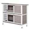 48" 2 Tier Rabbit Hutch, Bunny Cage, Guinea Pig Cage, Bunny Run, Indoor Outdoor Small Animal House with Opening Top & Slide-out Tray