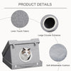 Wooden Cat House Foldable Kitten Cave 2 In 1 Condo Pet Bed with Soft Removable Cushions Suitcase Style Easy to Carry Grey