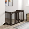 Freestanding Pet Gate, Wooden Dog Barrier, Folding Safety Fence with 4 Panel, Support Feet up to 80.25" Long 24" Tall for Doorway, Brown