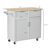 Rolling Kitchen Island Cart on Wheels, Portable Kitchen Island Cart with Metal Handle, with Towel Rack and Rubber Wood Top