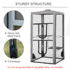 79"H Cat House Kitten Enclosure Mesh Playpen Steel Frame with 3 Platforms, 2 Doors and 4 Sandbags for Stability, Indoor/Outdoor