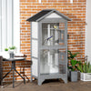 Wooden Outdoor Bird Cage, Featuring a Large Play House with Removable Bottom Tray 4 Perch, Light Grey