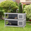 54" 2-Story Large Rabbit Hutch Bunny Cage Small Animal Habitat with Lockable Doors, No Leak Tray and waterproof Roof for Outdoor, Dark Grey