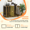 Large Furniture Style Dog Crate with Removable Panel, End Table with Two Rooms Design and Two Front Doors, Rustic Brown, 47" x 23.5" x 35"