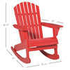 Wooden Adirondack Rocking Chair Outdoor Lounge Chair Fire Pit Seating with Slatted Wooden Design, Fanned Back for Patio, Lawn Red