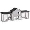 83" Wooden Rabbit Hutch Large Bunny Hutch House with Double Run, Removable Tray and Waterproof Roof for Outdoor, Grey