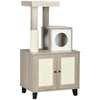 50" Small Cat Tower with Litter Box Enclosure, Modern Cat Tree with Scratching Post, Cute Cat Litter Box Furniture Hidden, Kitty Litter Box
