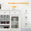 Glass Door Kitchen Sideboard, Buffet Cabinet with 6-Bottle Wine Rack and Stemware Racks, Coffee Bar Cabinet for Living Room, Dining Room