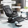 Swivel Recliner, Manual PU Leather Armchair with Ottoman Footrest for Living Room, Office, Bedroom, Black