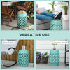 12" Round Patio Outdoor Footstool, Garden Mosaic Accent Side Table, Plant Stand, Blue