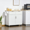 Kitchen Cart, Rolling Kitchen Island Cart with Adjustable Shelving, 2 Drawers and Tower Rack, White