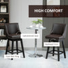 Bar Stools, Bar Stools with Backs, Nailhead Trim, Wood Legs for Kitchen, Bar, Bar Height Bar Stools, Brown