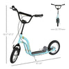 Youth Scooter Front and Rear Caliper Dual Brakes 12-Inch Inflatable Front Wheel Ride On Toy For Age 5+ - Blue