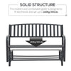 Patio Glider Bench Outdoor Swing Rocking Chair Loveseat with Power Coated Sturdy Steel Frame, Black