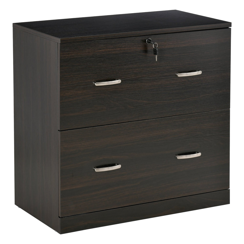 2-Drawer File Cabinet with Lock and Keys, Vertical Storage Filing Cabinet with Hanging Bar for A4 Size, Home Office, Walnut