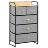 5-Drawer Dresser Tower 3-Tier Storage Organizer with Steel Frame Wooden Top for Bedroom Hallway Closets Light Grey