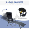 Outdoor Folding Chaise Lounge Chair, Portable Lightweight Reclining Sun Lounger with 7-Position Adjustable Backrest & Pillow for Patio, Black