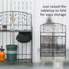 Folding Potting Bench Table, Metal Garden Workstation, Work Bench with Large Built-in Bag with Cover, 5 Hanging Hooks & Storage Shelf, Leaf Pattern