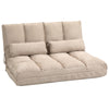 Convertible Floor Sofa Bed, Folding Sofa Bed Upholstered Couch Bed, Adjustable Guest Chaise Lounge with Metal Frame and 2 Pillows, Beige