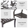 50" Vintage Animal Pattern Garden Cast Iron Patio Bench, Outdoor Furniture Loveseat Chair with Backrest and Armrest for Lawn, Porch, Brown