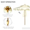 9' Patio Umbrella with Push Button Tilt and Crank, Double Top Ruffled Outdoor Market Table Umbrella with 8 Ribs, for Garden, Deck, Pool, Cream White