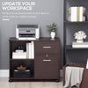 Lateral File Cabinet with Wheels, Mobile Printer Stand with Open Shelves and Drawers for A4 Size Documents, Walunt