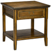 Retro Side Table, End Table with Storage Drawer and Open Shelf for Living Room, Bedroom, Dark Coffee