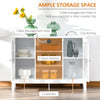 Modern Sideboard, Buffet Cabinet with Storage Shelves, Slatted Framed Doors and Cable Management Hole, White
