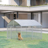 Dog Kennel Outdoor Heavy Duty Playpen with Galvanized Steel Secure Lock Mesh Sidewalls and Waterproof Cover for Backyard & Patio