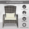 Patio Adirondack Chair with All-Weather Rattan Wicker, Soft Cushions, Tall Curved Backrest for Deck or Garden, Cream White