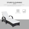 Patio Wicker Chaise Lounge, PE Rattan Outdoor Lounge Chair with Cushion, Height Adjustable Backrest & Wheels, Dark Coffee