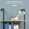 Industrial 5 Tier Ladder Shelf, Wall Mount Storage Shelves Bookcase with Metal Frame, Corner Unit, Plant Flower Rack for Balcony, Brown