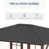 10' x 12' Hardtop Gazebo with Waterproof Metal Roof and Wood Grain Metal Frame, Permanent Gazebo Canopy, for Garden, Patio, Backyard, Deck, Porch