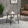 Side Table with 2-Tier Storage, End Table with Metal Frame for Living Room