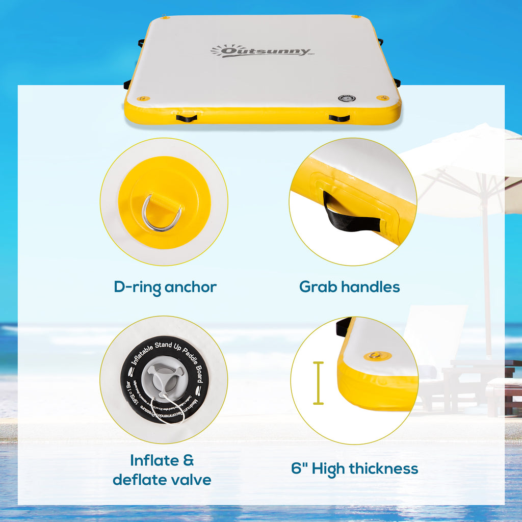 Water Floating Platform Island w/ Air Pump & Backpack for Pool, Beach, Yellow