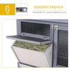 Wooden Rabbit Hutch Bunny Hutch Cage Guinea Pig with Waterproof Roof, No Leak Tray and Feeding Trough, Indoor/Outdoor, Grey