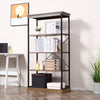 4-Tier Industrial Modern Style Open Standing Bookshelf Organizer Storage Rack for Living Room, Bedroom, Brown/Black