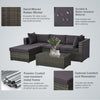 5-Piece Deluxe Outdoor Patio Rattan Furniture Set with Durability Comfortable Seating and a Modern Look Grey