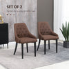 Modern Dining Chairs Set of 2, Button Tufted High Back Side Chairs with Upholstered Seat, Steel Legs for Living Room, Kitchen, Study, Brown