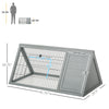 46" x 24" Wooden A-Frame Outdoor Rabbit Cage Small Animal Hutch with Outside Run & Ventilating Wire, Grey