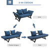 Single Person 3 Position Convertible Chaise Lounger Sofa Bed with 2 Large Pillows and Black Frame, Dark Blue